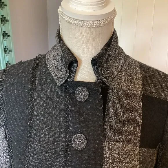 ColdWater Creek Black & Gray Patchwork Jacket 🐱👤🤍🖤 - Picture 2 of 8